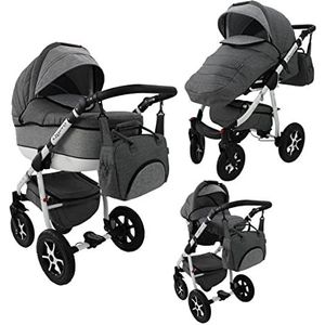 Kinderwagen voor grote ouders, babyzitje en Isofix, keuze uit QueroLen door Saintbaby Silver 3-in-1 met babyzitje