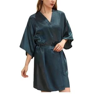 JMORCO Satijnen badjas dames satijnen gewaden badjassen pyjama pyjama nachtkleding nachtkleding halve mouw sexy casual, Donkergroen, XL (60-65kg)