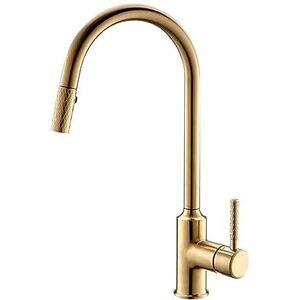 Trek Keukenkraan Geborsteld Brons Goud Aanrecht Water Tap 360 Rotatie Keuken Mengkraan Eengreeps Mengkraan