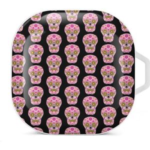 Schedel bloemen oordopjes hoesje compatibel met Samsung hard shell beschermhoes wit stijl