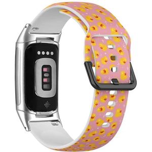 RYANUKA Zachte sportband compatibel met Fitbit Charge 5 / Fitbit Charge 6 (gele rubberen eend 4) siliconen armband accessoire, Siliconen, Geen edelsteen