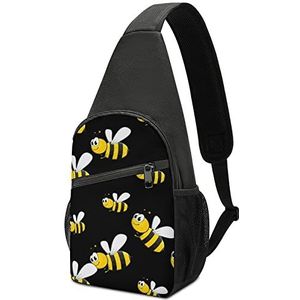 Cartoon Bee Gedrukt Crossbody Tas Sling Purse Borst Tas Reizen Rugzak Sport Voor Vrouwen Mannen