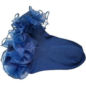 YIJIANUO 1 Paar Vrouwen Meisjes Lente Zomer Kant Boog Sokken Korte Sok Zachte Katoen Ruche Mode Sokken, Marineblauw - 1 paar, One size