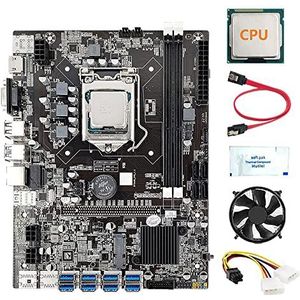 AMIUHOUN 8 GPU B75 Mijnbouw Moederbord+CPU+Ventilator+Thermisch Vet+Stroomkabel+-kabel 8 USB3.0 (PCIE) Slot LGA1155 DDR3 RAM SATA3.0