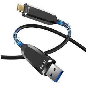 ALcorY USB 3.1-A naar TYPE-C Glasvezelkabel 10 Gbit/s Overdracht compatibel met HD 2.0 glasvezelkabel (Kleur: Helder pistool kleur, Grootte: 20 meter)