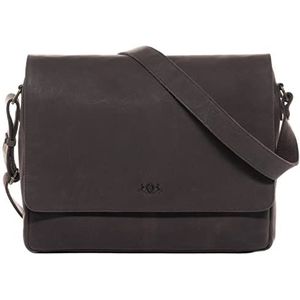 SID & VAIN Spencer Laptoptas, messenger bag, van buffelleer, grote zakelijke tas, voor heren en dames, 15 inch laptop, extra laptophoes, schoudertas handgemaakt, donkerbruin, Large, Schoudertas