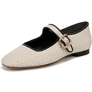 Sam Edelman Women's Michaela Mary Jane Flat, Linen Raffia, 5.5