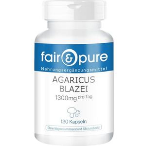 Fair & Pure® - Agaricus Blazei 1300 mg - 120 capsules - ABM - Agaricus Blazei Murill - Vitalpilz - veganistisch - natuurlijk - zonder magnesiumstearaat