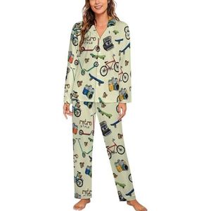 Retro Techniek Patroon Lange Mouw Pyjama Sets Voor Vrouwen Klassieke Nachtkleding Nachtkleding Zachte Pjs Lounge Sets