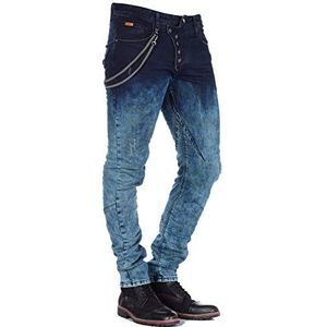 Cipo & Baxx Spijkerbroek voor heren, opvallende destroyed slim fit denim broek, 155 blauw, 30W / 34L