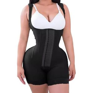 Women Fajas Colombianas High Compression Shapewear Bodysuit Adjustable 9 Steel Bone Corset Waist Trainer Shaper(Color:Black,Size:S)