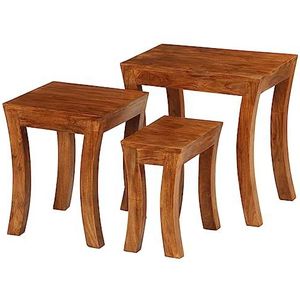 DIGBYS Nesttafel Set 3 Stuks Massief Acacia Hout 50x35x50 cm Bruin