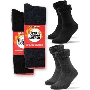 Occulto dames & heren ultra thermo sokken pak van 2 (model: Yuki) Zwart Antraciet 39-42