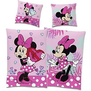 Disney - Minnie Mouse - Beddengoed - Roze - 135 x 200 cm + 80 x 80 cm - 100% Katoen - Flanel
