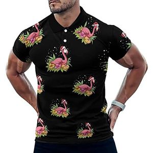 Grappige Flamingo Kerstman Hoed (4) Grappige Mannen Polo Shirt Korte Mouw T-shirts Klassieke Tops Voor Golf Tennis Workout