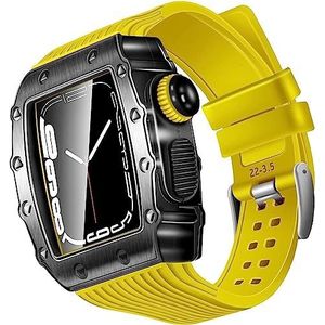 OFWAX Robuuste legering horlogekast en siliconen horlogeband lus mod kit, voor Apple Watch Series 8/7/6/5/4/SE 44 mm 45 mm 41 mm 40 mm serie doe-het-zelf, zink horlogehoes+siliconen polsbandjes, 41MM,