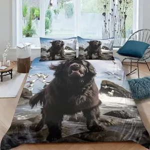DOG 3D-bedrukt dekbedovertrek, 3-delig, zachte microvezel met