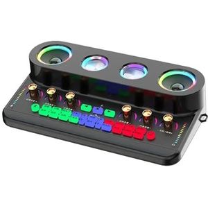 DJ-Controllers, Live Broadcast Sound Card Au-dio Integrated Machine Home KTV Device Colorful Change of Voice With Mic for Phone(S20 White Package 1)