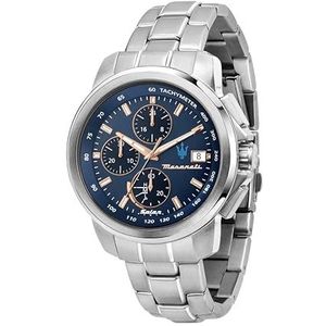 Maserati Herenhorloge, collectie SUCCESSO Solar, kwarts, eenmalige tijd, staal - R8873645004, zilverkleurig, 44mm, Armband