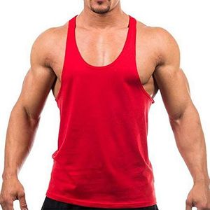 Heren Stringer Gym Tank Top Shirt Print Katoen Bodybuilding Sport Vest
