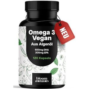 Omega 3 Capsules Hooggedoseerd Vegan – 120 Capsules – 2000 mg Algenolie – 600 mg DHA & 300 mg EPA – Vegan & Geproduceerd in Duitsland