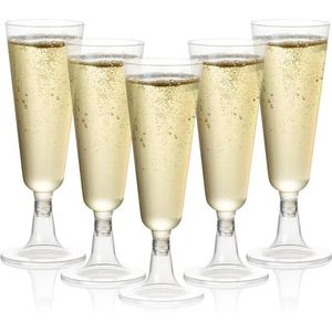 MATANA 48 Plastic Champagneglazen voor Bruiloften, Verjaardagen, Kerst & Feesten, 130ml - Elegant, Stevig & Herbruikbaar