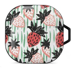 Aquarel Aardbei Oordopjes Hoesje Compatibel met Samsung Hard Shell Beschermhoes Zwart-Stijl