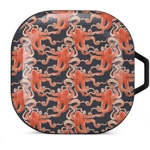 Aquarel Octopus Oordopjes Hoesje Compatibel met Samsung Hard Shell Beschermhoes Zwart-Stijl