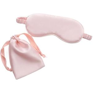 Zijden slaapmasker met draagtas, tas voor reizen, slaap, oogschaduw voor vrouwen, man, dutje, comfortabele ooglapje, helpt bij het rusten (goudroze)