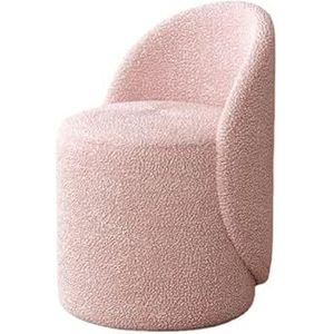 UPGENT Luxe faux lam fluwelen make-up stoel: comfortabele kaptafel kruk met rugleuning, zachte gewatteerde stoel, eetkamerstoel, voor woonkamer, slaapkamer en kaptafel gebruik (B)