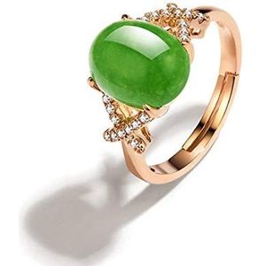 S925 Sterling Zilveren Ring Eenvoudige Natuurlijke Jade Verstelbare Ring Dames Chalcedoon Verlovingsring Sieraden