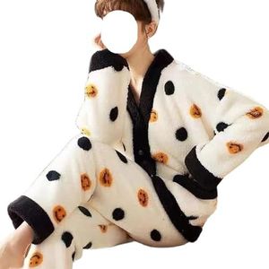 Badjas Kamerjas Dames Flanellen Nachtkleding Set Vest Pijamas Cartoon Nachtkleding Huiskleding Dik Warm Badjas Lichtgewicht(M)