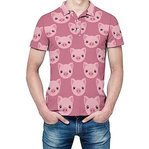 Pig Face heren shirt met korte mouwen golfshirts regular fit tennis T-shirt casual business tops