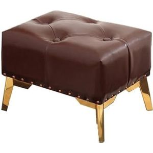 Voetenbank Kleine lederen kruk voetenbank Luxe retro draagbare kruk Lage kruk Veranda Schoenwisselkruk for gang Creatieve kruk Lounge(Brown)