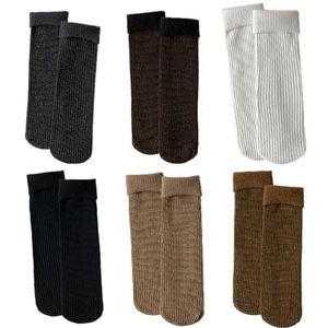 yeeplant Katoenen elastische ronde sokken voor meisjes, casual dikke warme 6-pack, vintage mode herfst en winter wandelsokken, Meerkleurig, Eén Maat