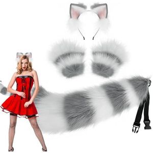 Wolf oren en staart, Wolf oren kostuum, Wolf oren kostuum, Halloween kerstfeest kostuum, Wolf kostuumaccessoires, 3-delig voor dames en kinderen Bexdug