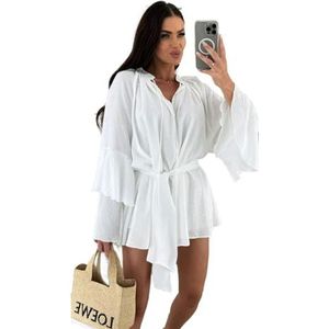 yk8fass Jurk met lange mouwen iq-4088, Wit, S