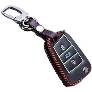 Autosleutel beschermhoes Hand Naaien Lichtgevende Lederen Sleutel Tas Sleutel Cover Voor Golf 7 Mk7 Voor Octavia A7 Voor Polo Sleutel Portection Auto Accessoires Sleutel Shell(B)