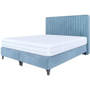 FURNISTAR Boxspringbed VIENAPLUS met pocketvering matras tweepersoonsbed gestoffeerd bed modern slaapkamerbed met zwarte poten slaapkamer (120x200 acept 50)