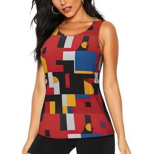 Jkkghll Samenstelling in Rood Geel Blauw en Zwart Print Zomer Atletische Gym Activiteit Tanktops Running Wandelen Casual Wear Blijf Koel Droog, Zwart, S