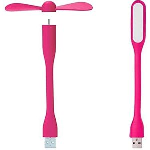 Mini USB-ventilator Flexibele Buigbare Koeling Draagbare Ventilator En USB LED-lichtlamp For Stroomvoorziening (Color : Pink, Size : S)