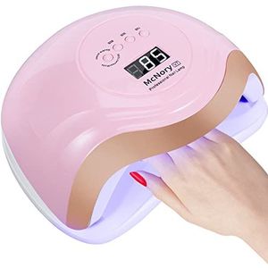 McNory 54 W nagellamp, nageldroger, 18 leds/uv-lamp voor nagels, timer van 30/60/90 seconden, infraroodsensor, digitaal displayscherm, geschikt voor alle gelnagellak (roze)