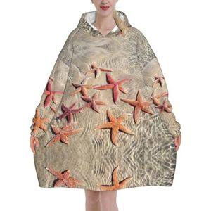 Oversized Oceaan Zeester Hoodies Vrouwen Uk Pluizige Deken Hoodie Sherpa Vrouwen Fleece Draagbare Deken Mannen