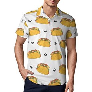 Leuke katten taco's heren golf poloshirt zomer korte mouw T-shirt casual sneldrogende T-shirts M