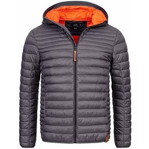 Indicode - Bowers - Gewatteerd Jack - Donkergrijs - Met Capuchon