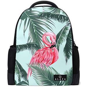 My Daily Tropische Flamingo Palm Tree Rugzak 14 Inch Laptop Daypack Boekentas voor Reizen College School, Meerkleurig, One Size