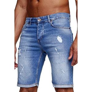 Reslad Jeans Shorts Heren Korte Broek Zomer L Used Look Destroyed Mannen Denim Jeans Shorts L Bermuda Capri Broek Regular Fit RS-2086, blauw, 36W