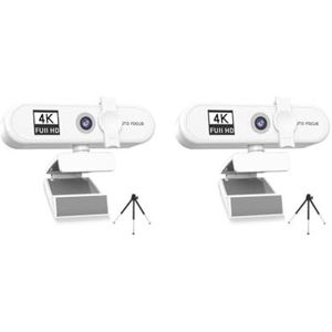 Mealoodiousmusea 2 set Computer Webcam Auto-focusing HD USB Online Verstelbare PC Camera met Microfoon Bedrade Vervanging Externe Web Cam Camcorder Wit 4 K