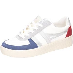 Gola Grandslam Quadrant Sneakers voor dames, Gebroken Wit Maan Licht Zilver Donkerrood, 38 EU