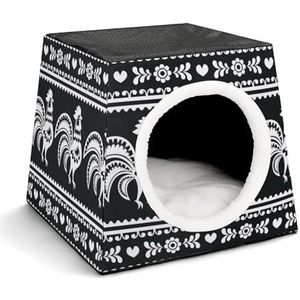 Polish Monochrome Folk Art Grappig Warm Huisdier Huis Slapen Nest Pad Bed Verwijderbare Formulieren Pad Comfortabele Gift Voor Honden Katten
